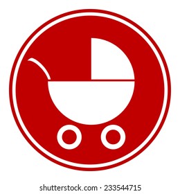 Pram button on white background. Vector illustration.
