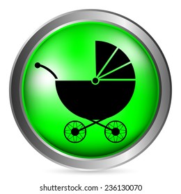 Pram button on white background. Vector illustration.