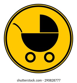 Pram button on white background. Vector illustration.