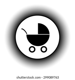 Pram button on white background. Vector illustration.