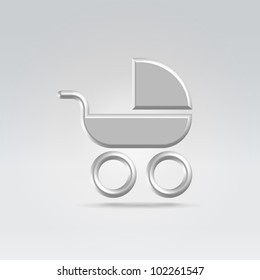 Pram carry cot icon concept shot backlit made of metal