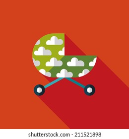 Pram flat icon with long shadow,eps10