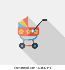 Pram flat icon with long shadow,eps10