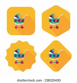 Pram flat icon with long shadow,eps10