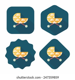 Pram flat icon with long shadow,eps10