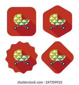 Pram flat icon with long shadow,eps10