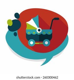 Pram flat icon with long shadow,eps10