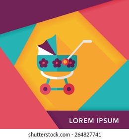Pram flat icon with long shadow,eps10