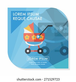 Pram flat icon with long shadow,eps10