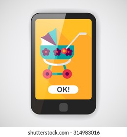Pram flat icon with long shadow,eps10
