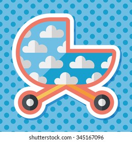Pram flat icon with long shadow,eps10