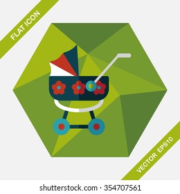 Pram flat icon with long shadow,eps10