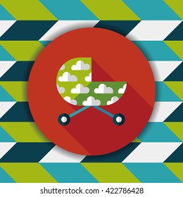 Pram flat icon with long shadow,eps10