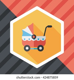 Pram flat icon with long shadow,eps10