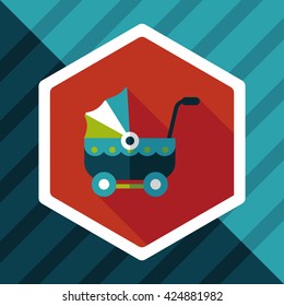 Pram flat icon with long shadow,eps10