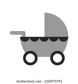 Pram. Flat icon or object, baby things. Motherhood and childhood. Illustration