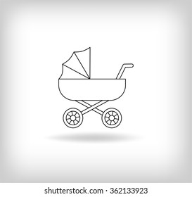 Pram icon. Baby Carriage Logo. Vector Illustration