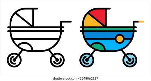 Ícone de Pram, Ícone de carrinho de bebê, carrinho de bebê, Vetor de carro de bebê Arte Ilustração