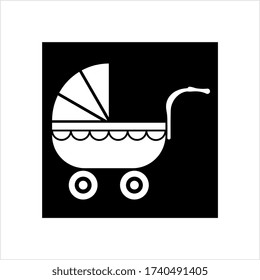 Pram Icon, Baby Carriage Icon Vector Art Illustration