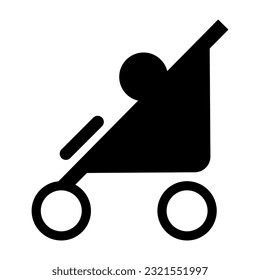 Pram icon. Child in a baby stroller. Vector illustration. stock image.