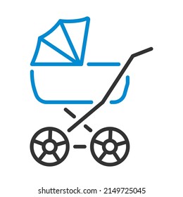 Pram Icon. Editable Bold Outline With Color Fill Design. Vector Illustration.