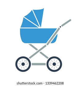 Pram icon. Flat color design. Vector illustration.