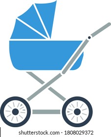 Pram Icon. Flat Color Design. Vector Illustration.