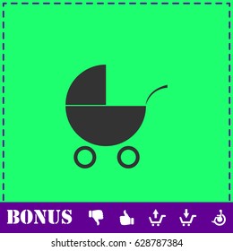 Pram icon flat. Simple vector symbol and bonus icon