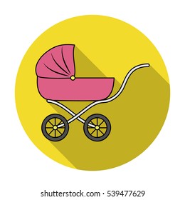 Pram icon in flat style isolated on white background. Baby born symbol stock vector illustration.