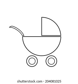 Pram icon on white background. Vector illustration.