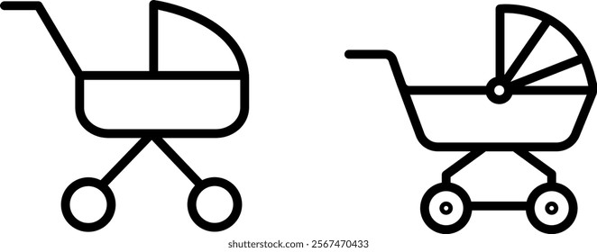 "Pram Icon Representing Baby Stroller, Parenthood, and Infant Care in Simple and Modern Design"