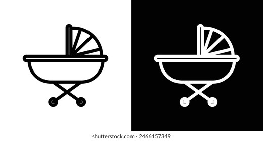 Pram Icon Set. Symbols for Baby Strollers and Child Transport.