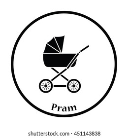 Pram icon. Thin circle design. Vector illustration.