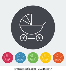 Pram icon. Thin line flat vector related icon for web and mobile applications. It can be used as - logo, pictogram, icon, infographic element. Vector Illustration. 