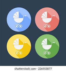 Pram icon. Vector
