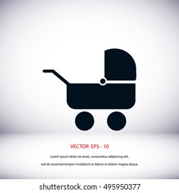 Pram icon vector, flat design best vector icon