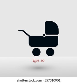 Pram icon vector, flat design best vector icon