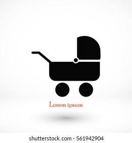 Pram icon vector, flat design best vector icon