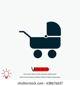 Pram icon vector, flat design best vector icon