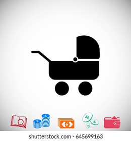 Pram icon vector, flat design best vector icon