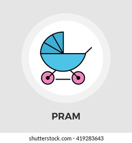 Pram icon vector. Flat icon isolated on the white background. Editable EPS file. Vector illustration.