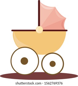 Pram, illustration, vector on white background.