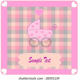 Pram for newborn girl. Vectors illustration