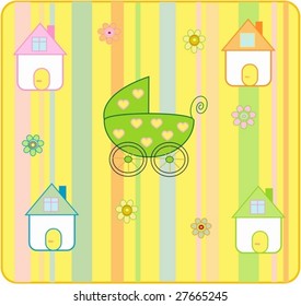 Pram for newborn. Vectors illustration
