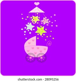 Pram for newborn. Vectors illustration