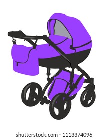a pram purple realistic vector illustration isolated no background
