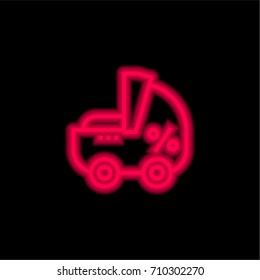 Pram red glowing neon ui ux icon. Glowing sign logo vector
