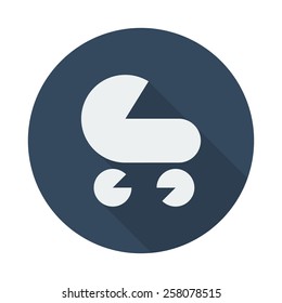 Pram round vector icon with long shadow