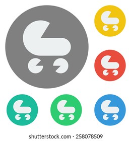 Pram round vector icon set