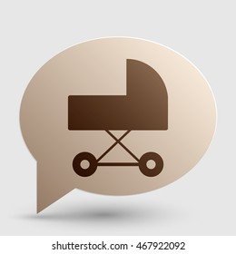 Pram sign illustration. Brown gradient icon on bubble with shadow.